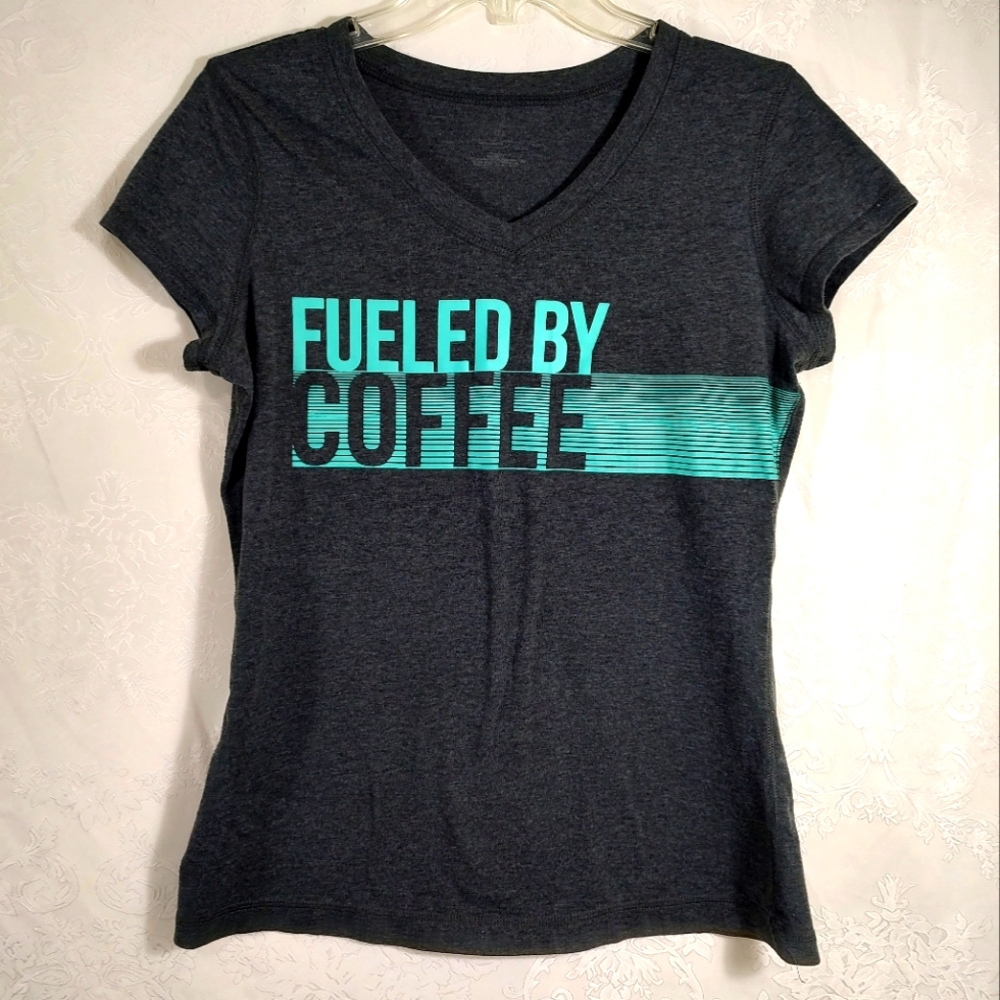 "Fueled by Coffee" gray short sleeve tee women's S  #463